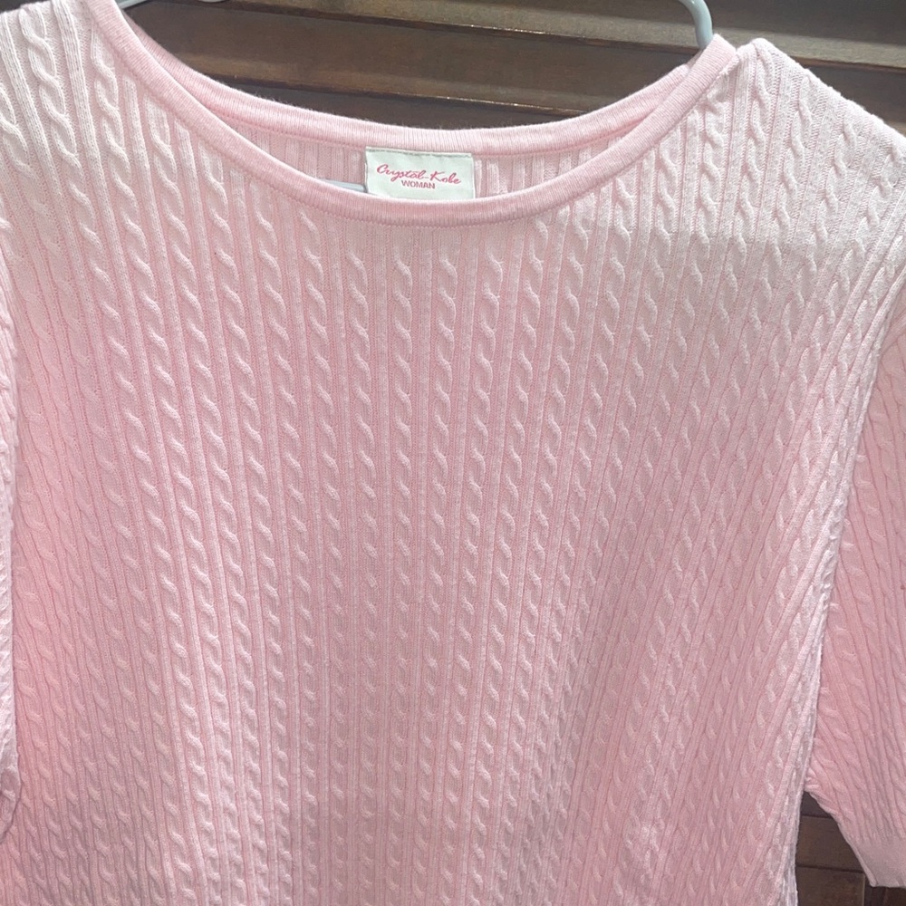 Cozy Pink Cable Knit Sweater
